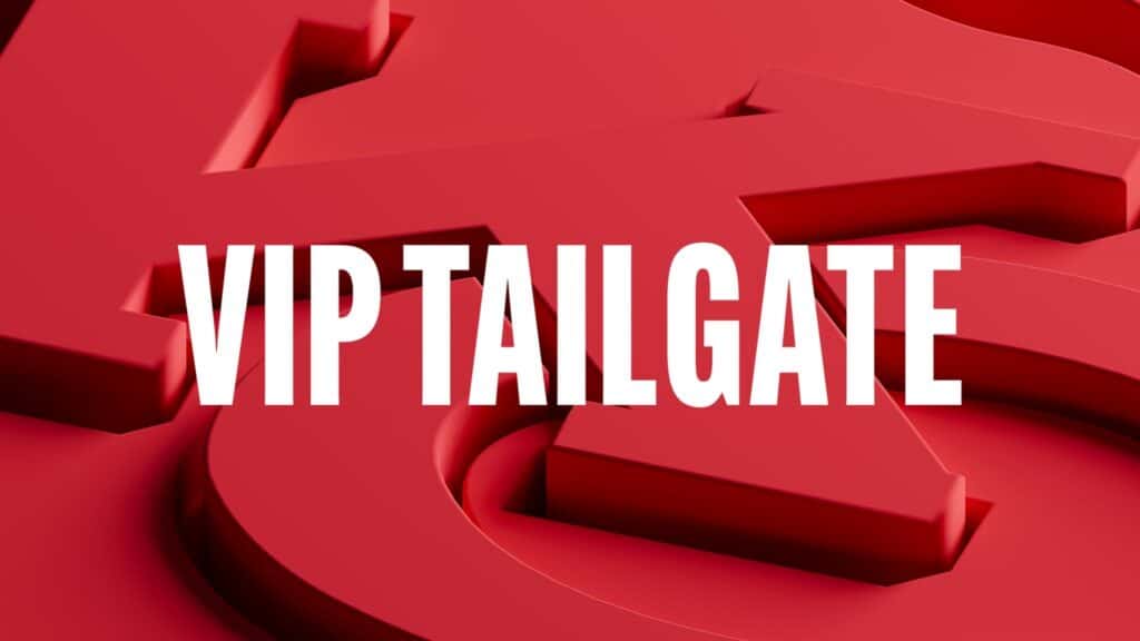 VIP Tailgate Tent at Arrowhead Stadium featuring fans enjoying food, drinks, and festivities before the Rams vs. Chiefs game.